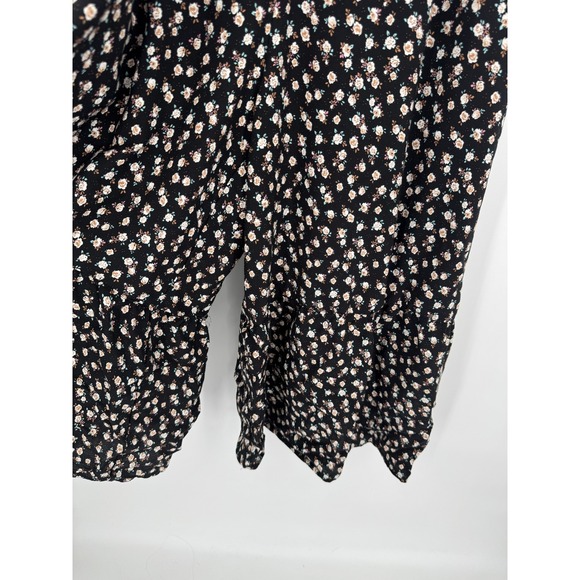 Natural Life Wide Leg Jumpsuit XL Black Floral Boho Cottagecore Casual Comfy - Picture 5 of 9